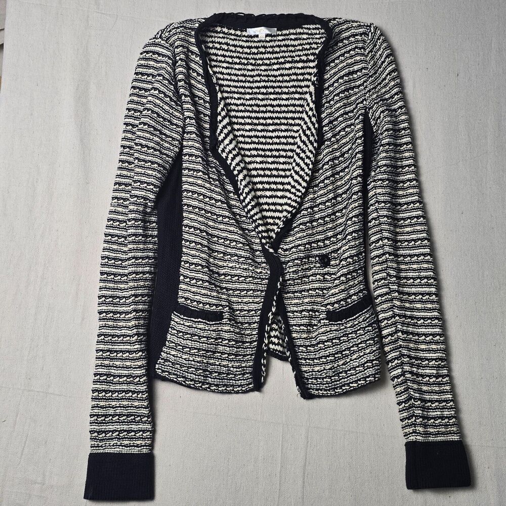 Matty M Women’s XS‎ Striped Cardigan Snap Button Front Pockets Stretchy Knit